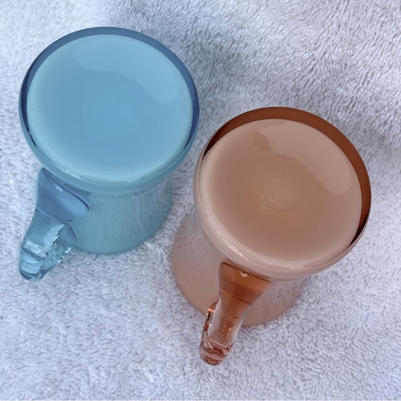 VTG FENTON creamer pitcher set blue & pink overlay EUC displayed no damage 50’s - Picture 3 of 5